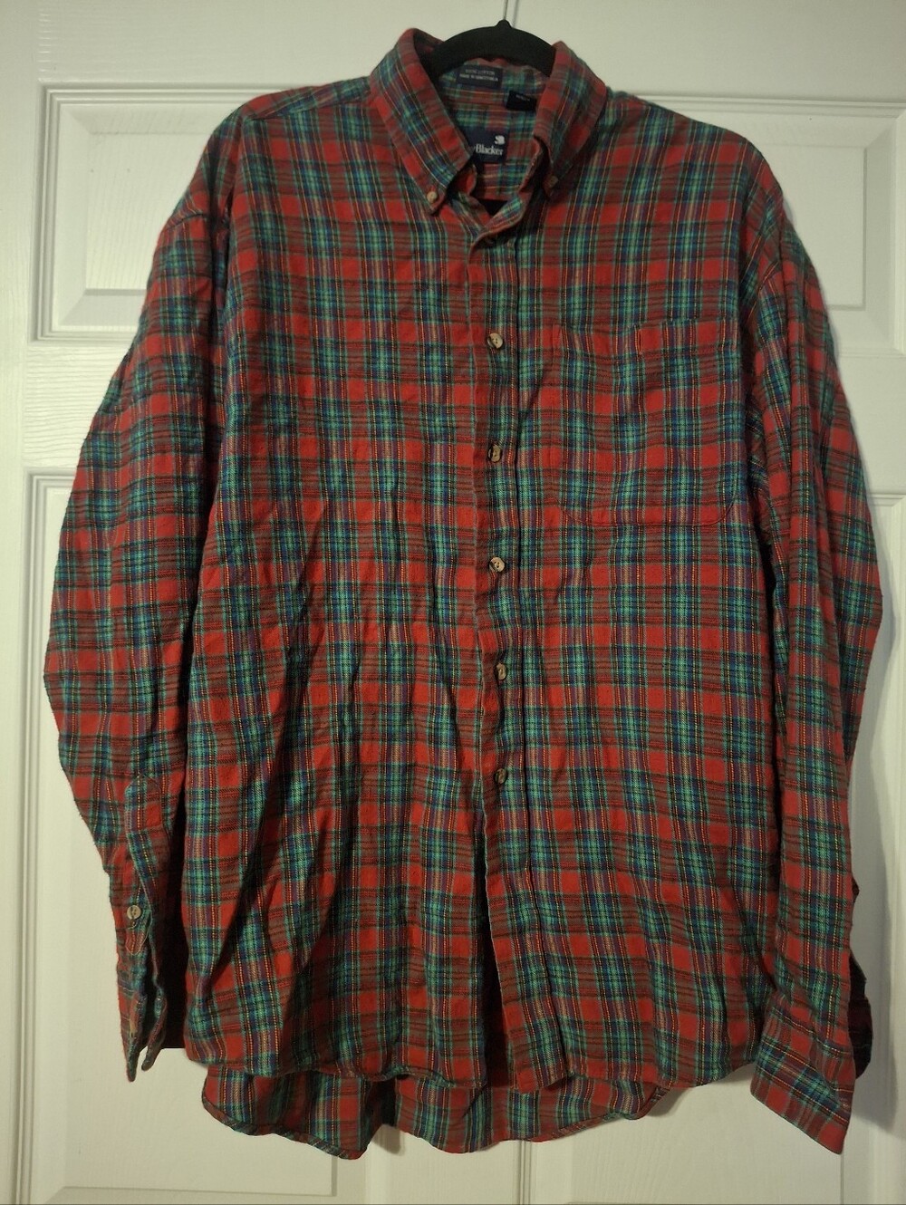 Stanley Blacker Button-Down Plaid Shirt - Red & Green
